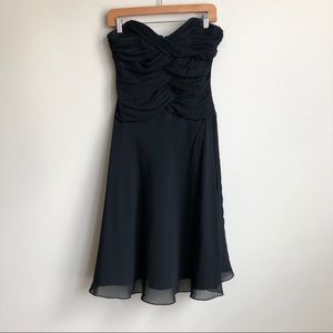 White House Black Market Ruched Cross Black Dress